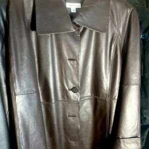 Long leather coat barely worn